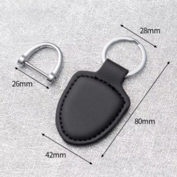 PORSCHE STUTTGART HOTROD Blue Suede Leather Crest KeyRing Key Chain - Picture 2 of 3